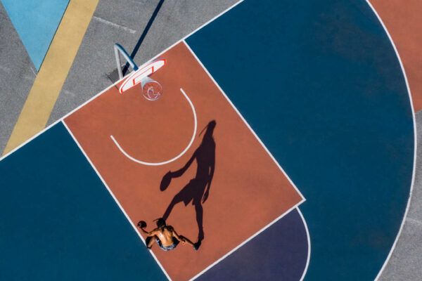 aerial photo of a basketball court by Ilanna Barkusky